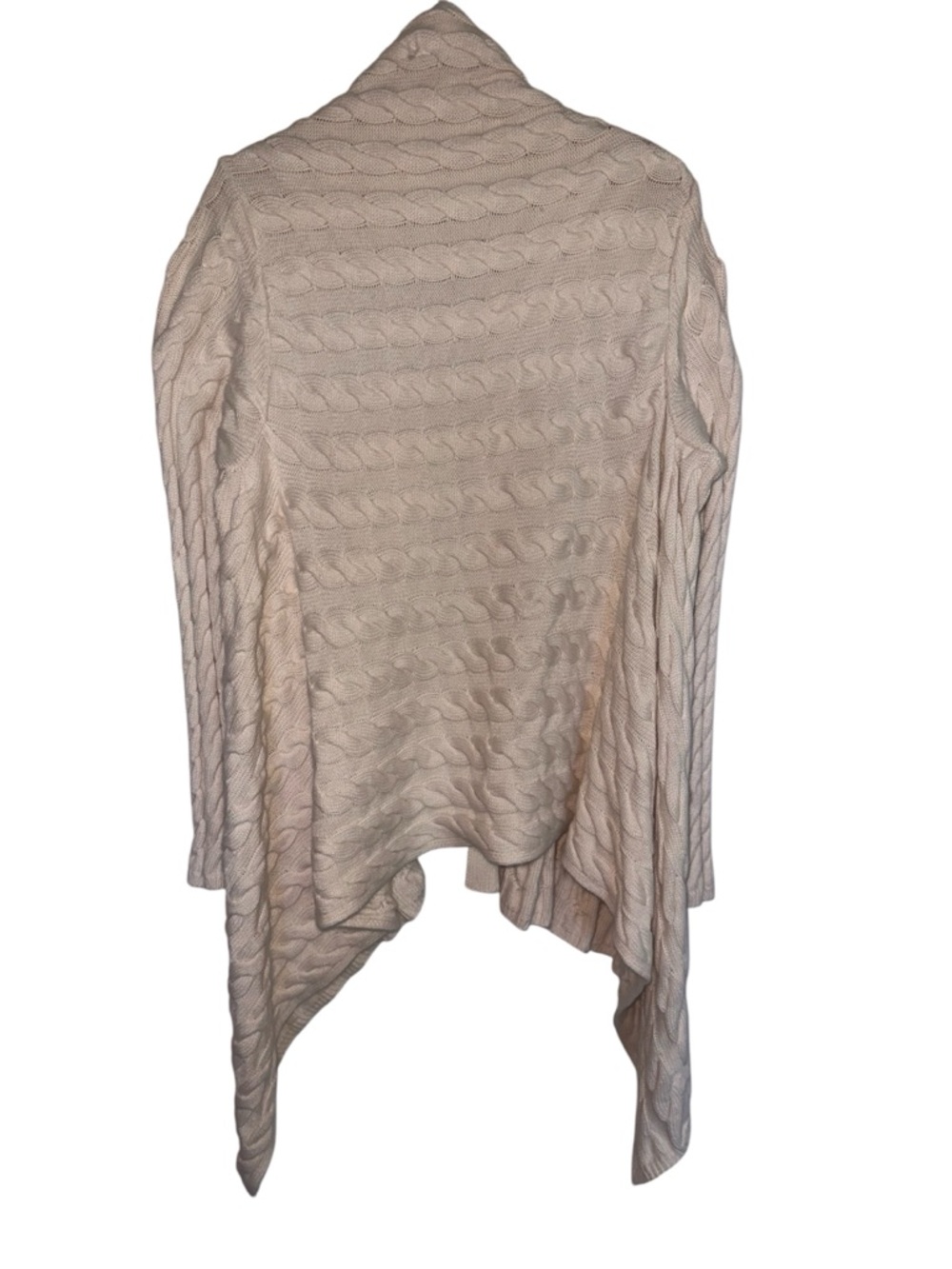 Cable Knit Cotton Blend Shawl Cardigan Sweater Asymmetrical One Size Med to 2x - Picture 2 of 16